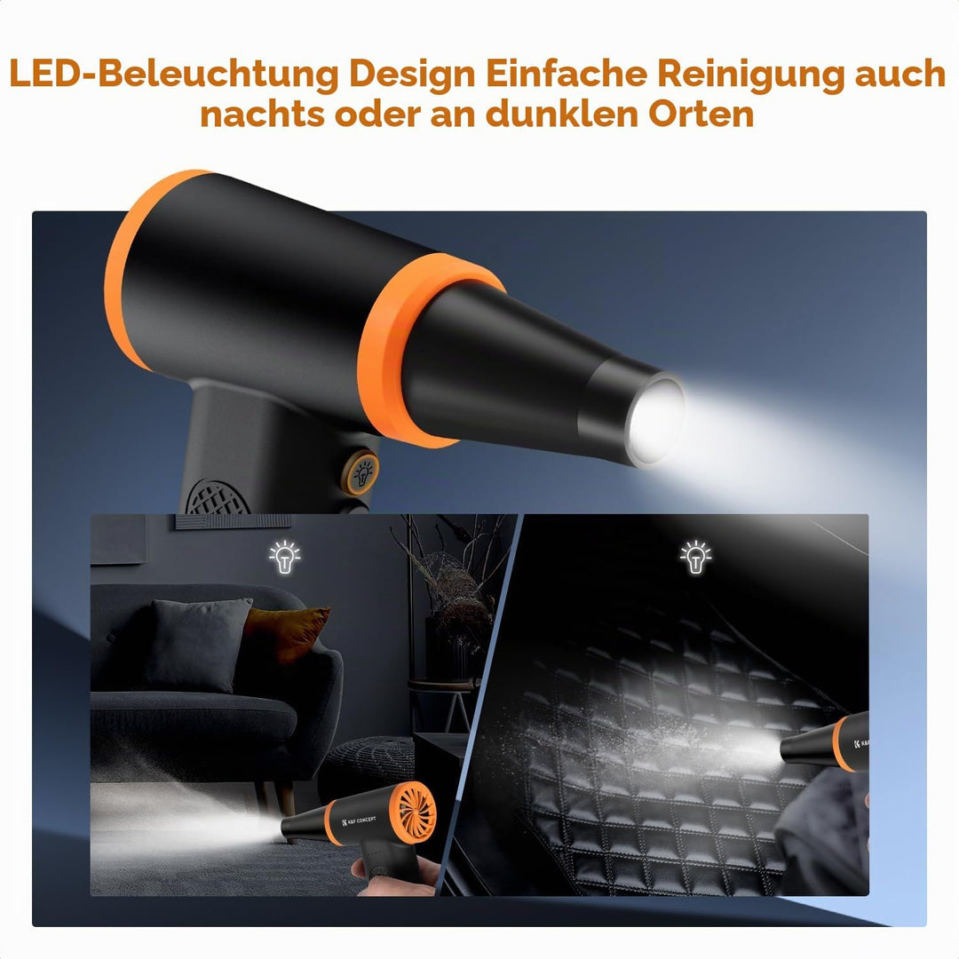 K&amp;F CONCEPT Elektrische Staubgebläse mit LED-Licht, 120000 RPM, 5000mAh Akku, Stufenloses Getriebe,W