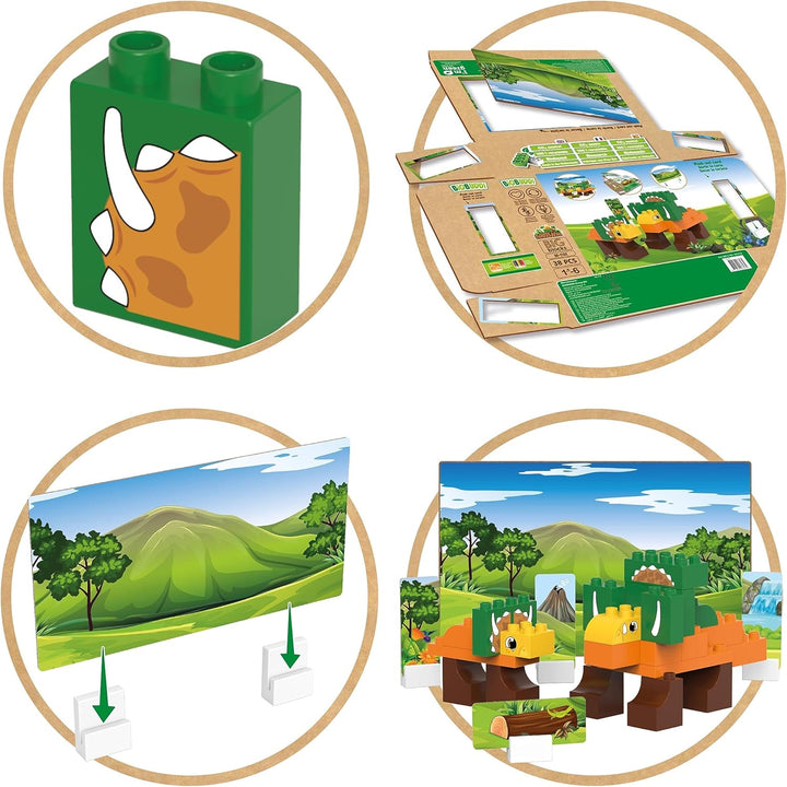 BIOBUDDI Dinosaurier Triceratops, 38 Teile, 100% kompatibel mit Lego & duplo, klimaneutral hergestel