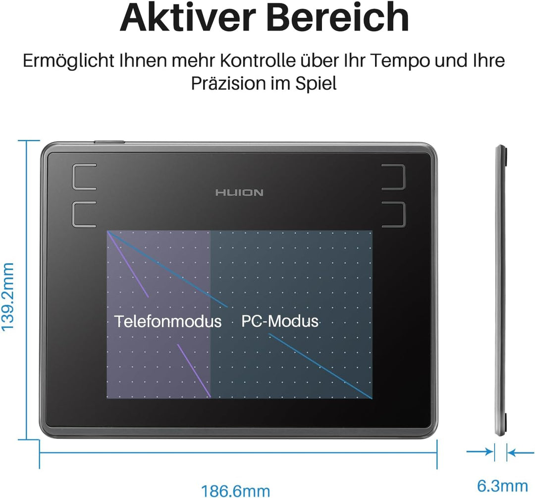 HUION Inspiroy H430P Zeichentablett mit 4,8 x 3 Zoll Arbeitsbereich Grafiktablett, Batterielosem Sti