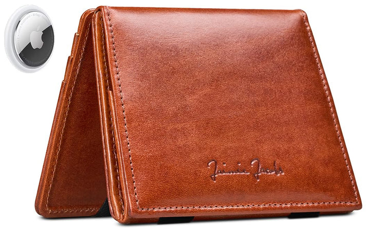 Jaimie Jacobs Flap Boy AirTag Edition Magic Wallet mit Münzfach Echtleder (Dunkelbraun), Dunkelbraun