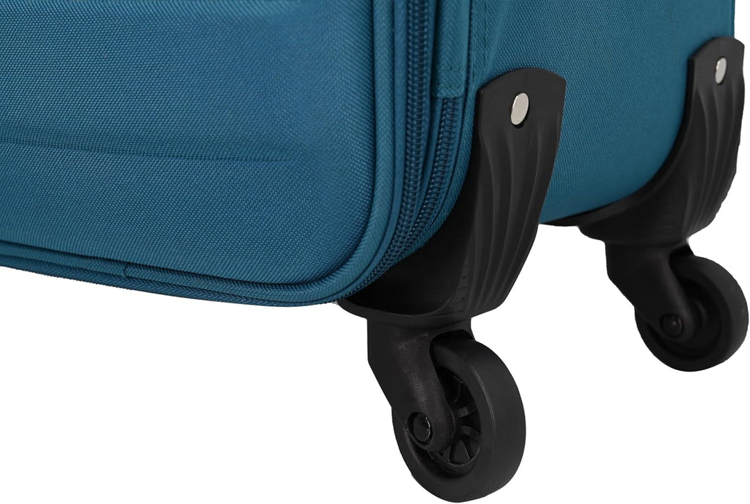 SIGN Stoffkoffer Reisekoffer Trolley (Handgepäck-Mittel-Gross-Set) + 5cm Dehnungsfuge (Pastellblau,
