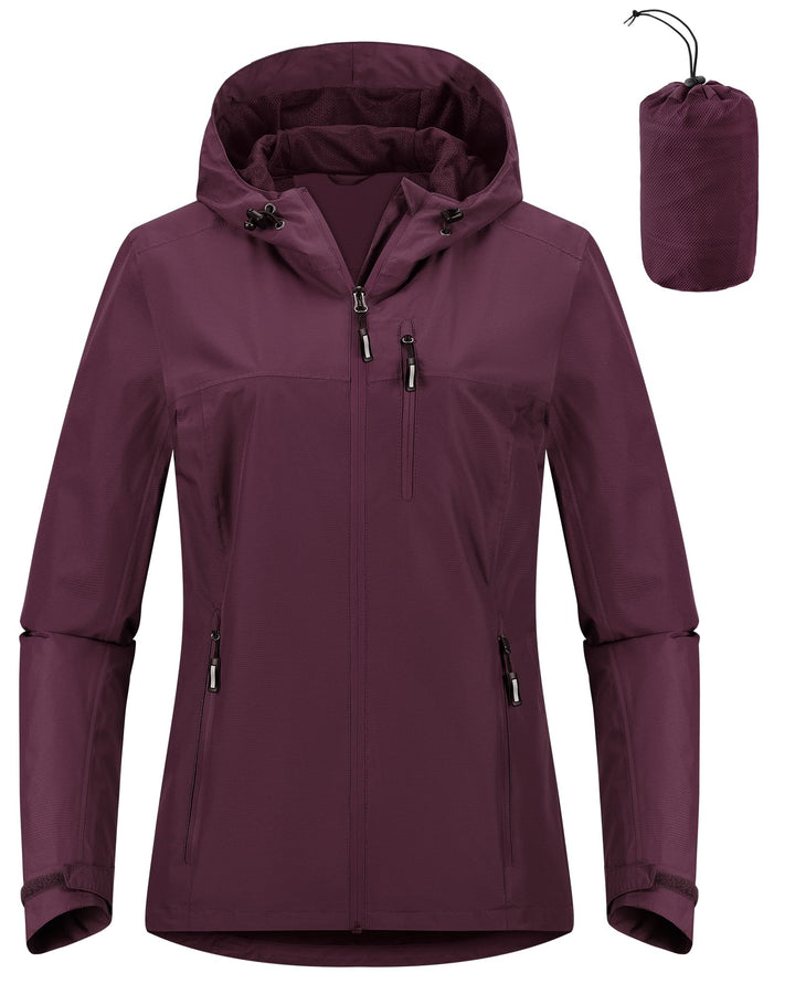 Outdoor Ventures Damen Regenjacke 10000MM Wasserdicht Leichte Gefüttert Packbar Sportjacke Funktions
