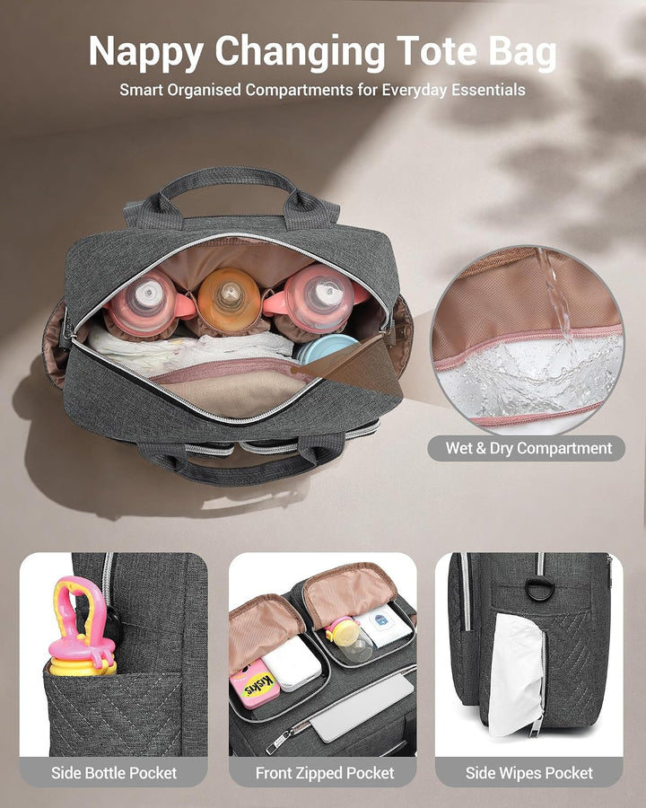 KONO Baby-Wickeltasche, stilvoll, für Mama und Papa, wandelbare Reisetasche mit isolierten Taschen D
