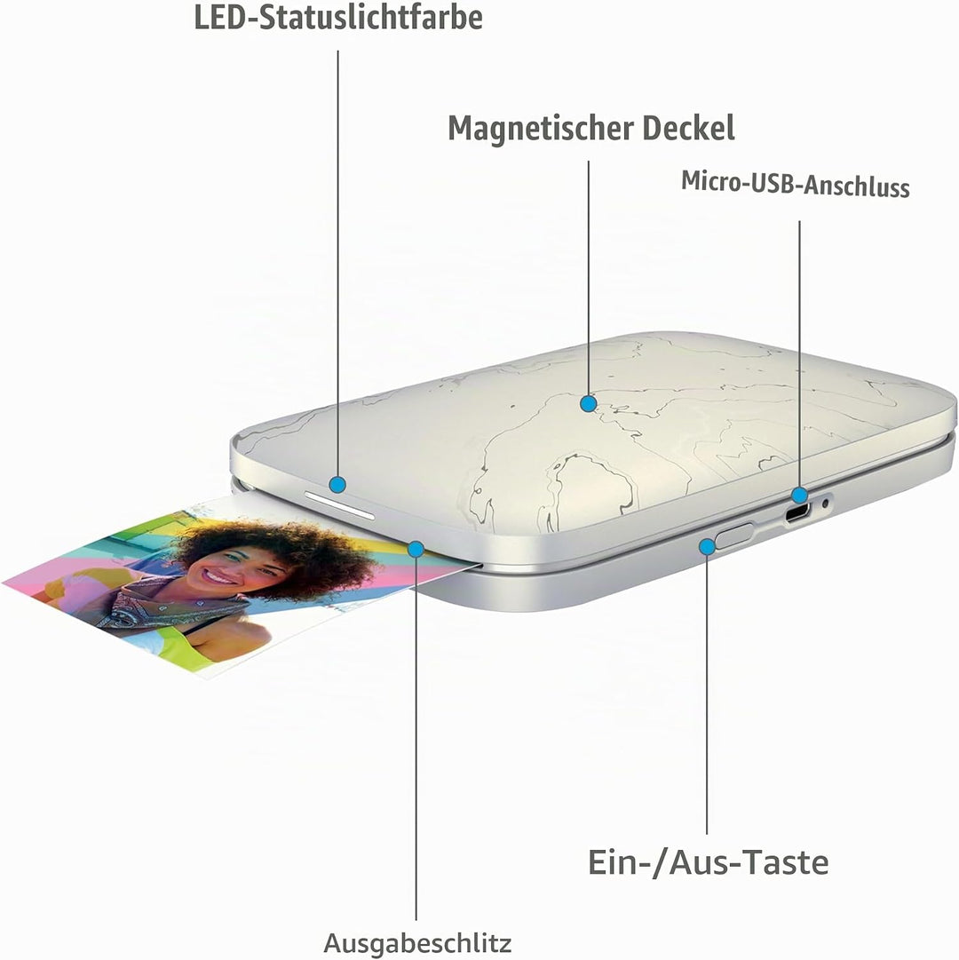 HP Sprocket Select Tragbarer Sofortbilddrucker mit 2,3 x 3,4 Zoll (Weiss) Kit: Zink-Papier 20er Pack