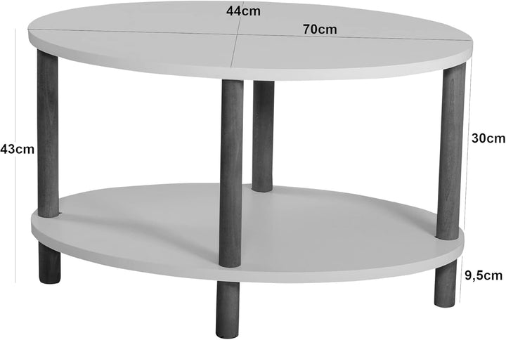 [en.casa] Couchtisch Højreby mit unterer Ablage Wohnzimmertisch Kaffeetisch 43 x 70 x 44 cm Sofatisc