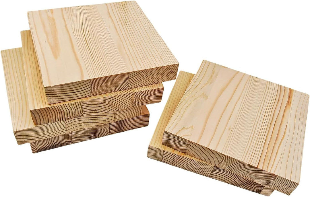 Unlackierte quadratische Holzblöcke zum Basteln, 15 x 15 x 2,5 cm, blanko, Kiefernholzbretter für Ho