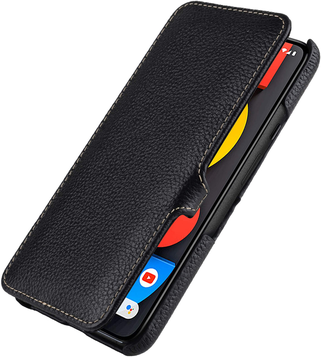 STILGUT Book Case kompatibel mit Google Pixel 5 Hülle aus Leder mit Clip-Verschluss, Lederhülle, Kla