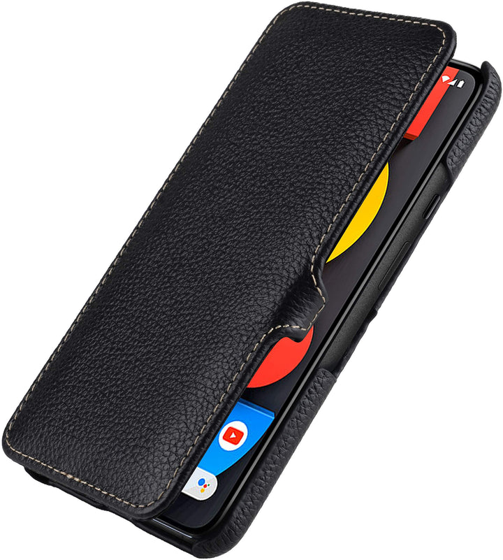 STILGUT Book Case kompatibel mit Google Pixel 5 Hülle aus Leder mit Clip-Verschluss, Lederhülle, Kla