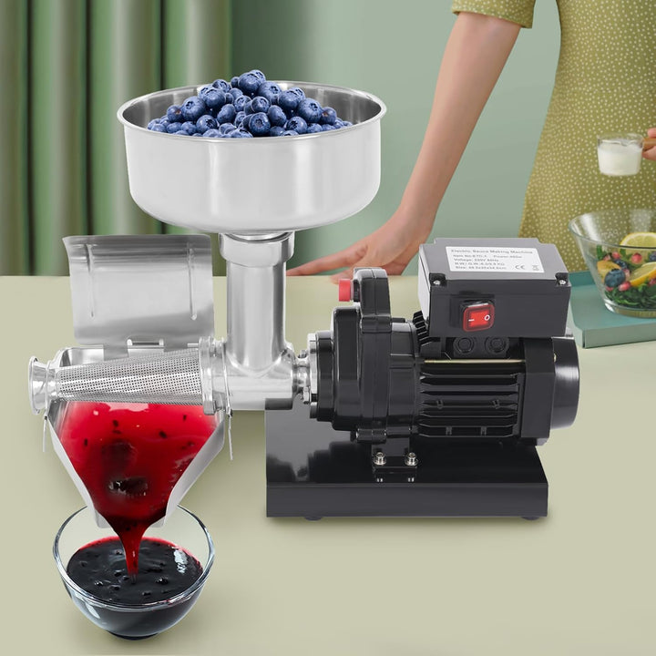 Elektrisch Tomatenpresse aus Edelstahl 450W Professionelle Passiermaschine Elektrisch Beerenpresse T