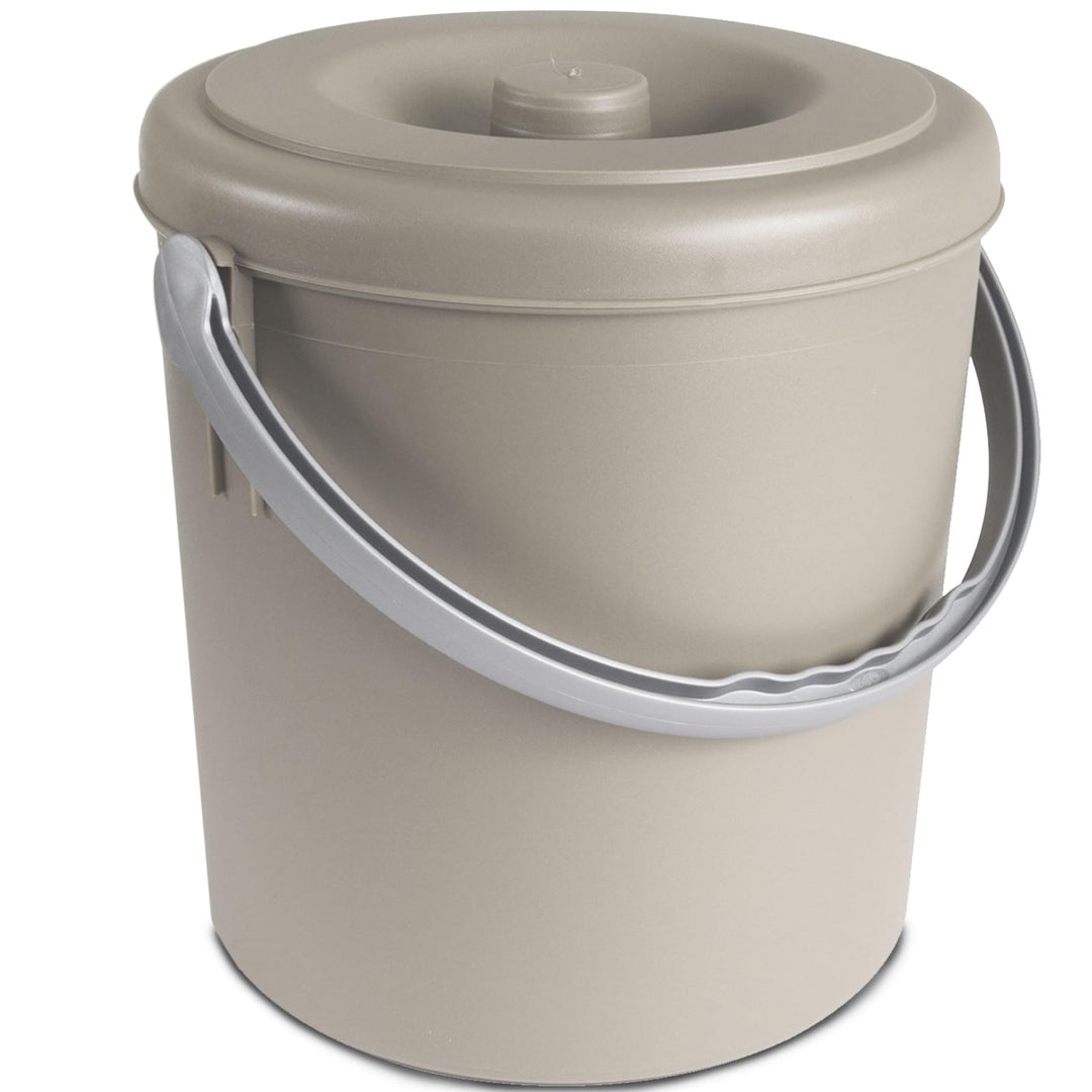 #11 Mülleimer 25 Liter mit verschliessbarem Deckel und Henkel - Taupe - 39cm hoch - Ø31cm | Abfallsa