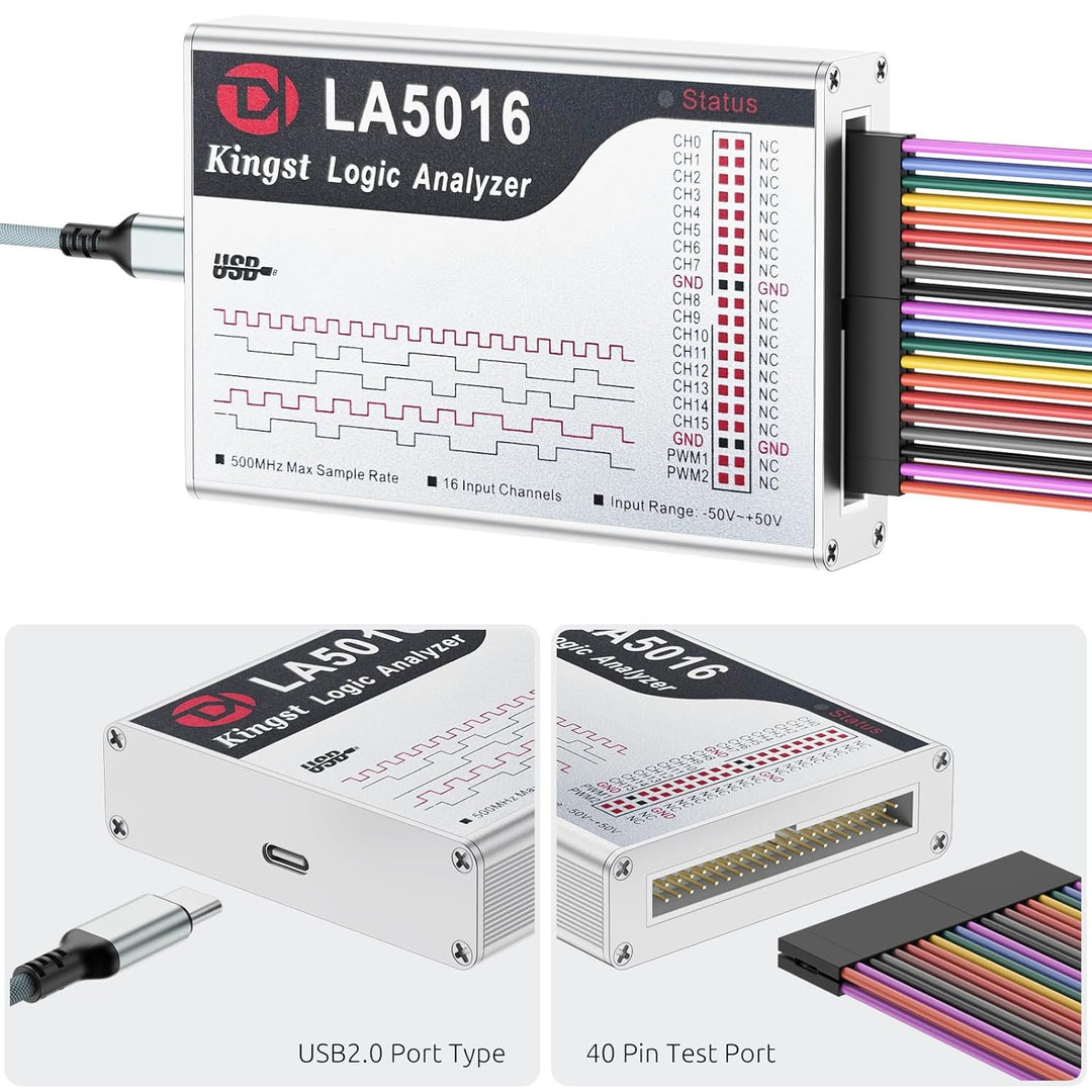 InnoMaker LA5016 USB-Logikanalysator - 16 Kanäle 500MS/s 10GB Tiefe PWM-Generator, MCU ARM FPGA Debu