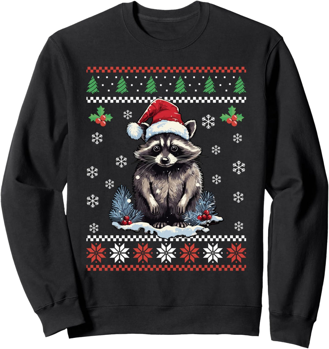 Waschbär Hässlicher Weihnachtspullover Xmas für Erwachsene Kinder Sweatshirt
