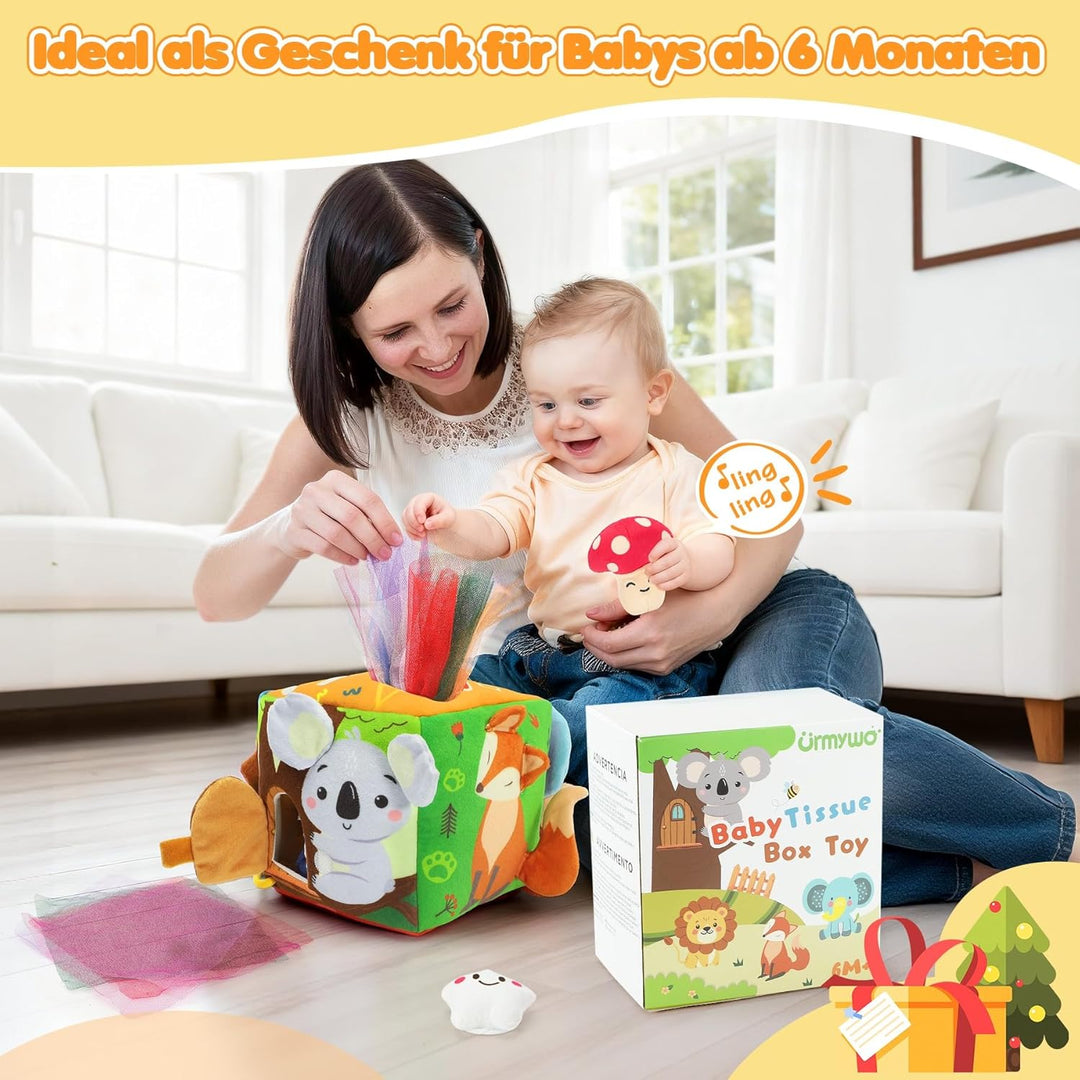 URMYWO Baby Spielzeug 6 12 Monate Tissue Box Spielzeug - Montessori motorik Sensorik Spielzeug mit S