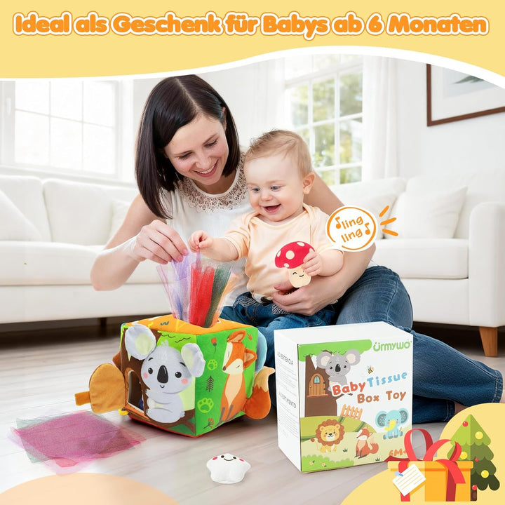 URMYWO Baby Spielzeug 6 12 Monate Tissue Box Spielzeug - Montessori motorik Sensorik Spielzeug mit S