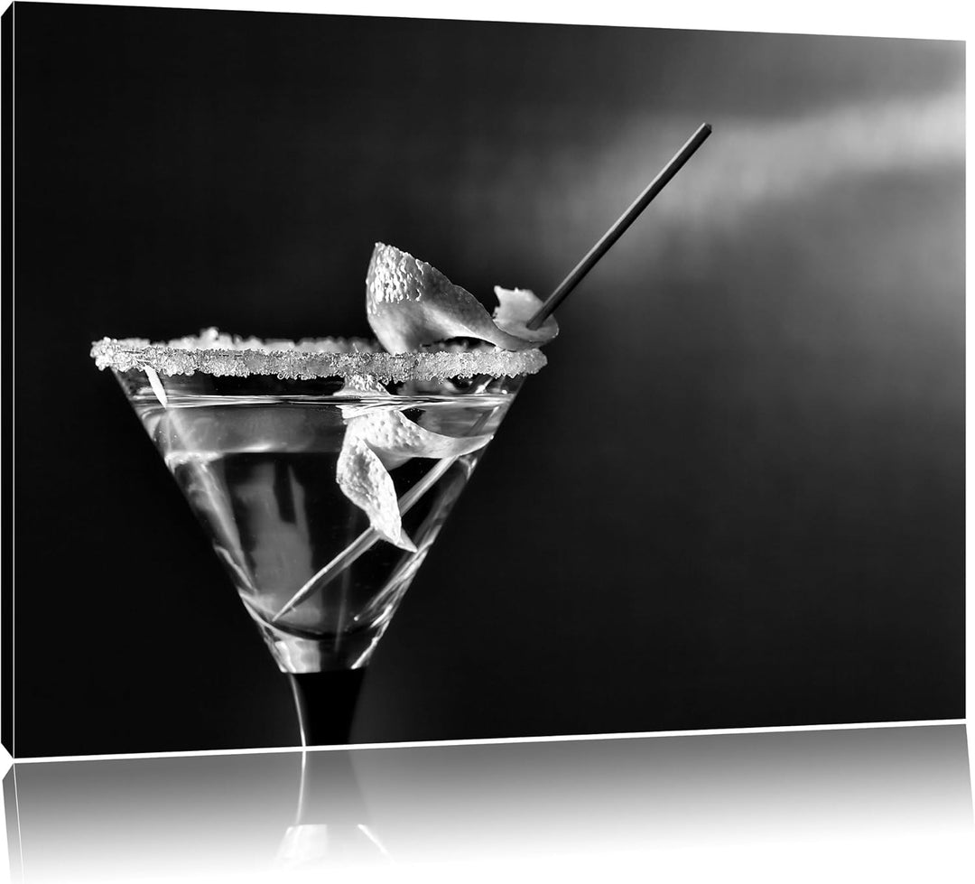Pixxprint Cocktail Glas / 100x70cm Leinwandbild bespannt auf Holzrahmen/Wandbild Kunstdruck Dekorati