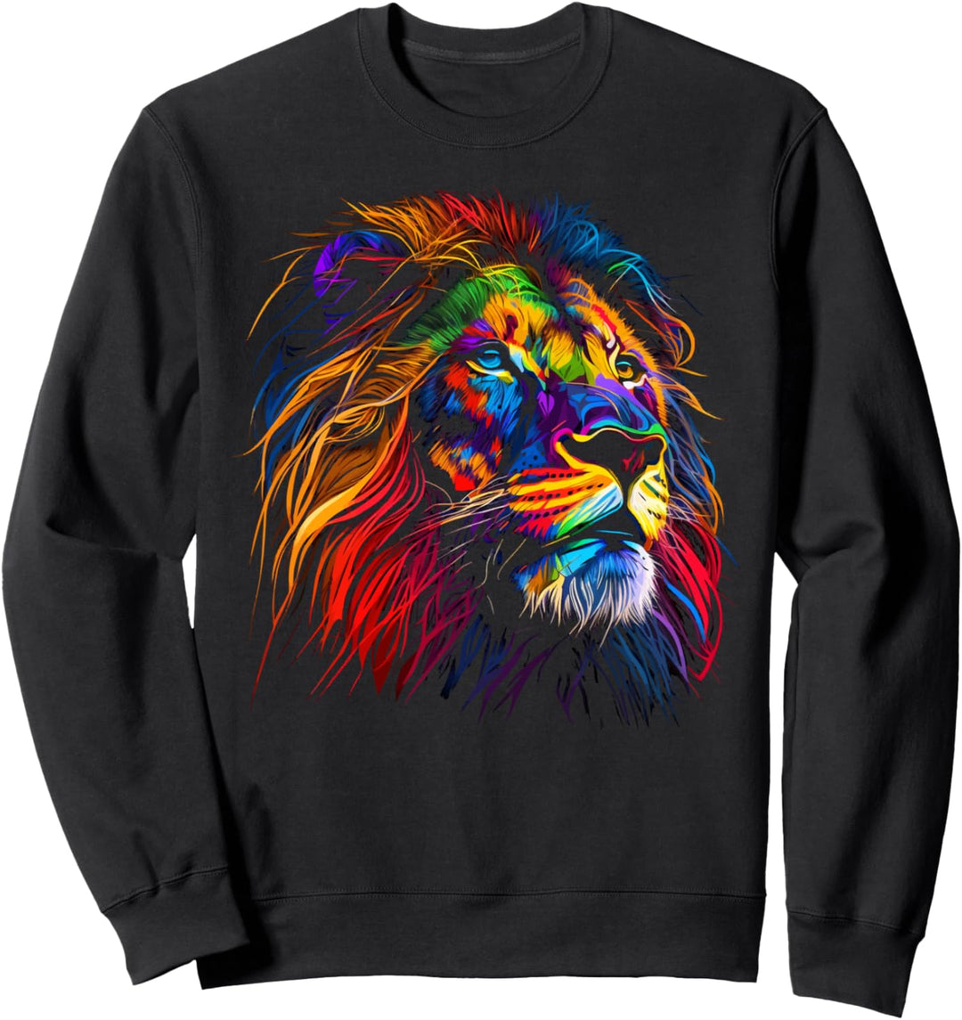 Löwenkopf, bunter Löwenkopf, künstlerisch Sweatshirt