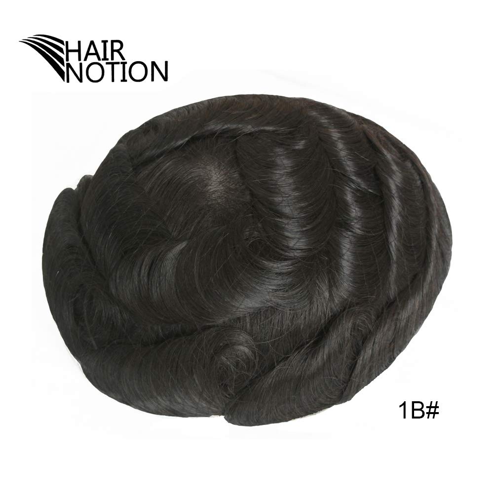 Hairnotion Echthaar französische Spitze Haut Basisgrösse 8 “X 10” Toupet für Männer Schwarz 1b # Per