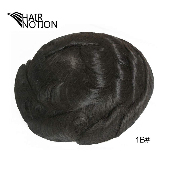 Hairnotion Echthaar französische Spitze Haut Basisgrösse 8 “X 10” Toupet für Männer Schwarz 1b # Per