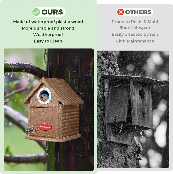 Kingsyard Vogelhaus aus Recyclingkunststoff für den Aussenbereich – Wetterfester Nistkasten mit Sich