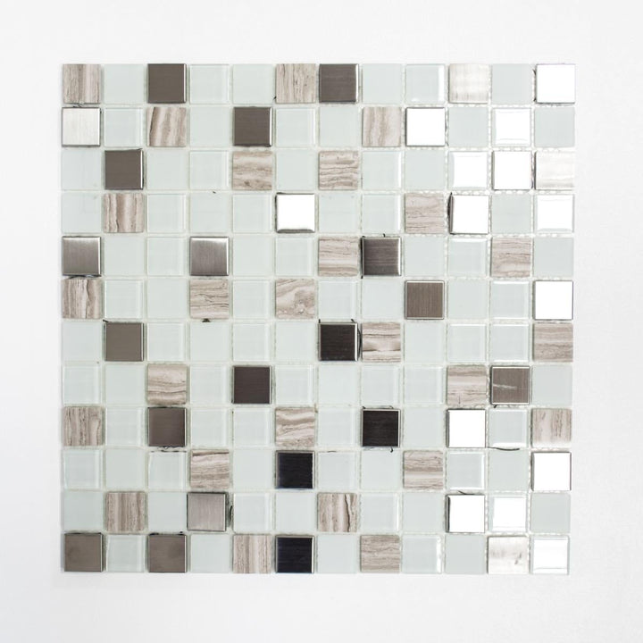 Mosaik Fliesen Mosaikfliesen Glasmosaik Stein Kachel beige weiss glänzend Küchenfliese WC Fliesenspi