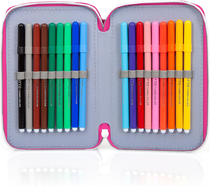 Clondo Federmäppchen Kinder für Barbie Fan, 3 Organisierte Fächer, Federtasche Junge Gefüllt, Mädche