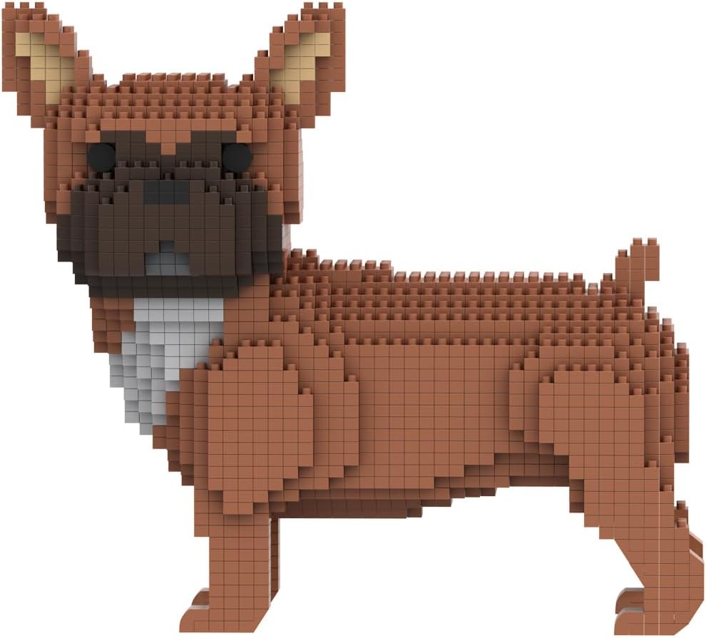 Figur zum Bauen mit Miniaturbausteinen. Französische Bulldogge, Französische Bulldogge
