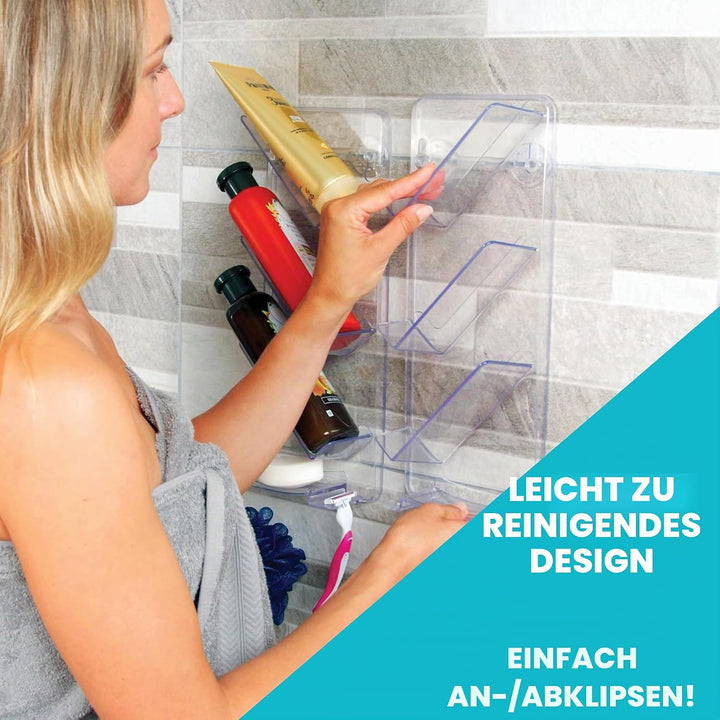 ShowerGem Acryl-Duschablage | 2er-Pack | Keine Saugnäpfe | Wandmontage mit ShowerGem-Kleber | Abnehm