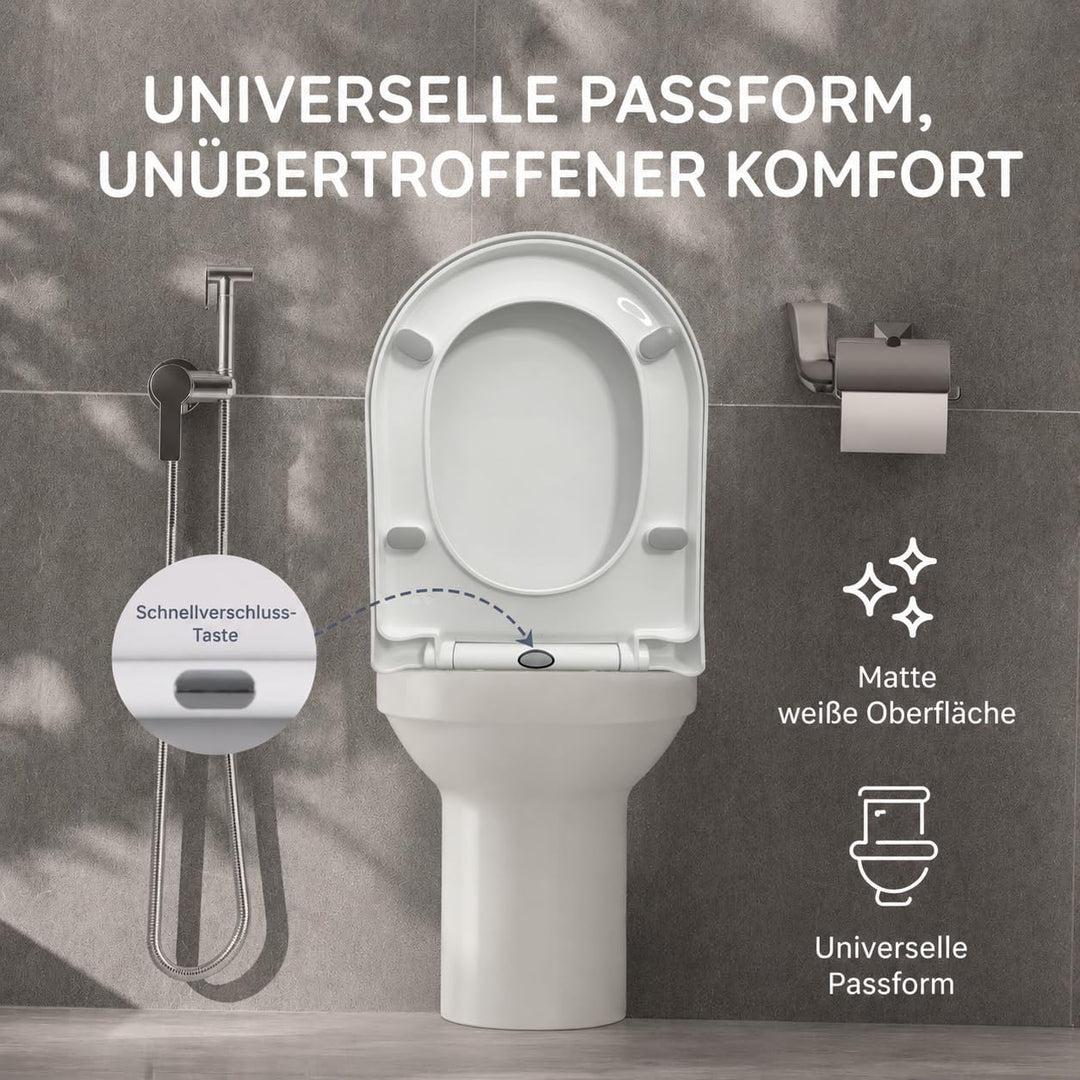 CUQOO Toilettendeckel mit Absenkautomatik | WC Sitz Klobrille Kinder Top D-Form, D-Form