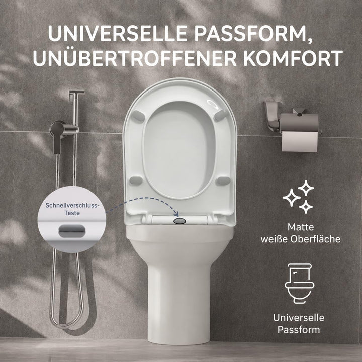CUQOO Toilettendeckel mit Absenkautomatik | WC Sitz Klobrille Kinder Top D-Form, D-Form