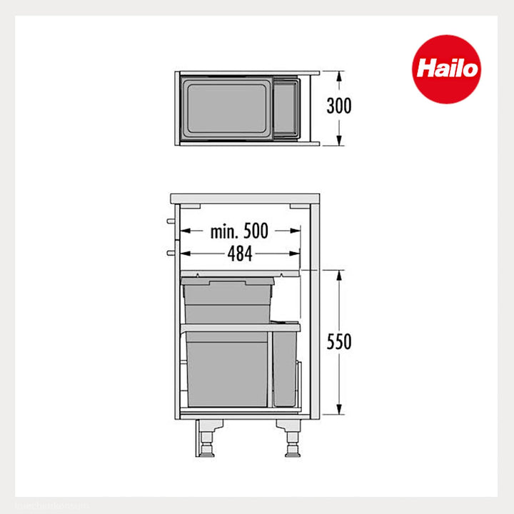 Hailo Abfallsammler 38+7 Tandem | Einbau-Abfallsystem für Schränke | Küchen-Mülleimer mit 2fach Müll