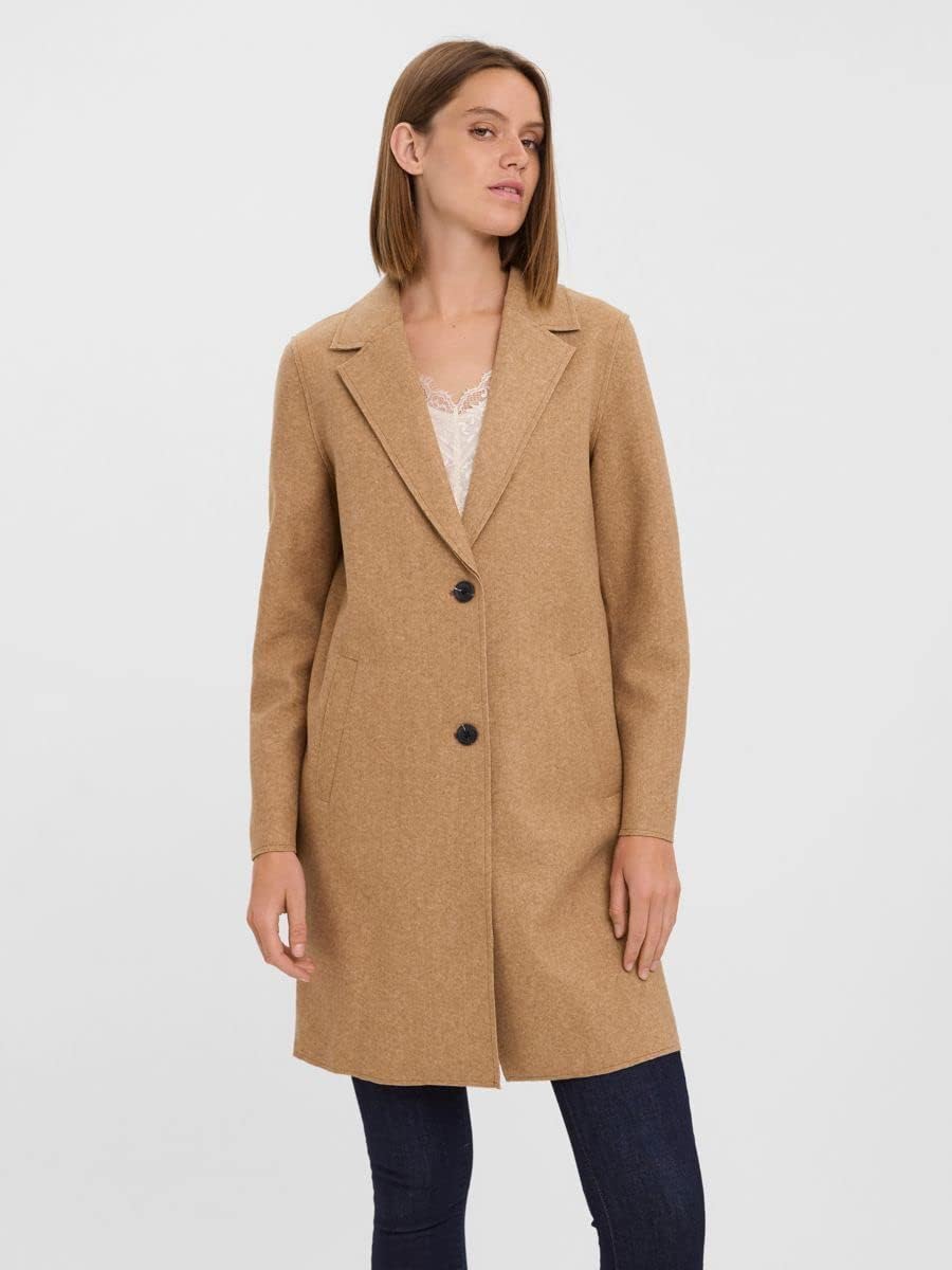 VERO MODA female Jacke VMPAULA Mantel S Tobacco Brown/Detail:MELANGE, S Tobacco Brown/Detail:MELANGE