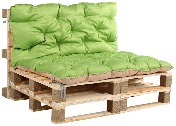 HOMECALL Wendekissen für Gartenpalette mit Rückenlehne, ca. 120 x 140 x 12 cm, mehrfarbig Grün/Beige