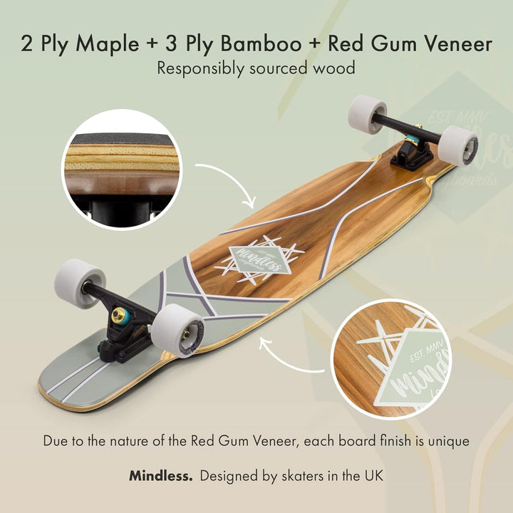 Mindless Longboards Core Dancer Longboard Skateboard Unisex Erwachsene 9.25" Rot (Red Gum), 9.25" Ro