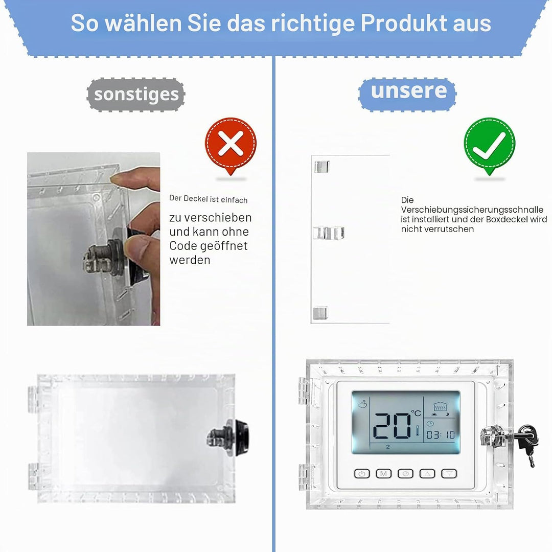 GAESHOW Universal Wand Transparenter Thermostat Schutz, Thermostat Schliesskasten mit Schlüssel, Acr