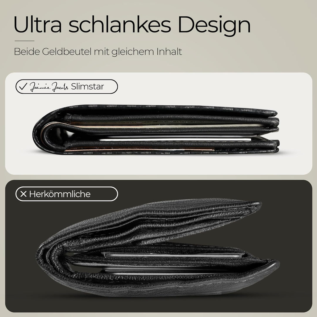 Jaimie Jacobs SLIMSTAR AirTag-Edition mit grossem Münzfach dünne Geldbörse Leder Slim Wallet Hochfor