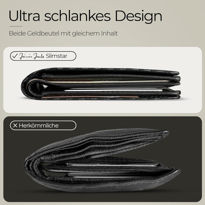 Jaimie Jacobs SLIMSTAR AirTag-Edition mit grossem Münzfach dünne Geldbörse Leder Slim Wallet Hochfor