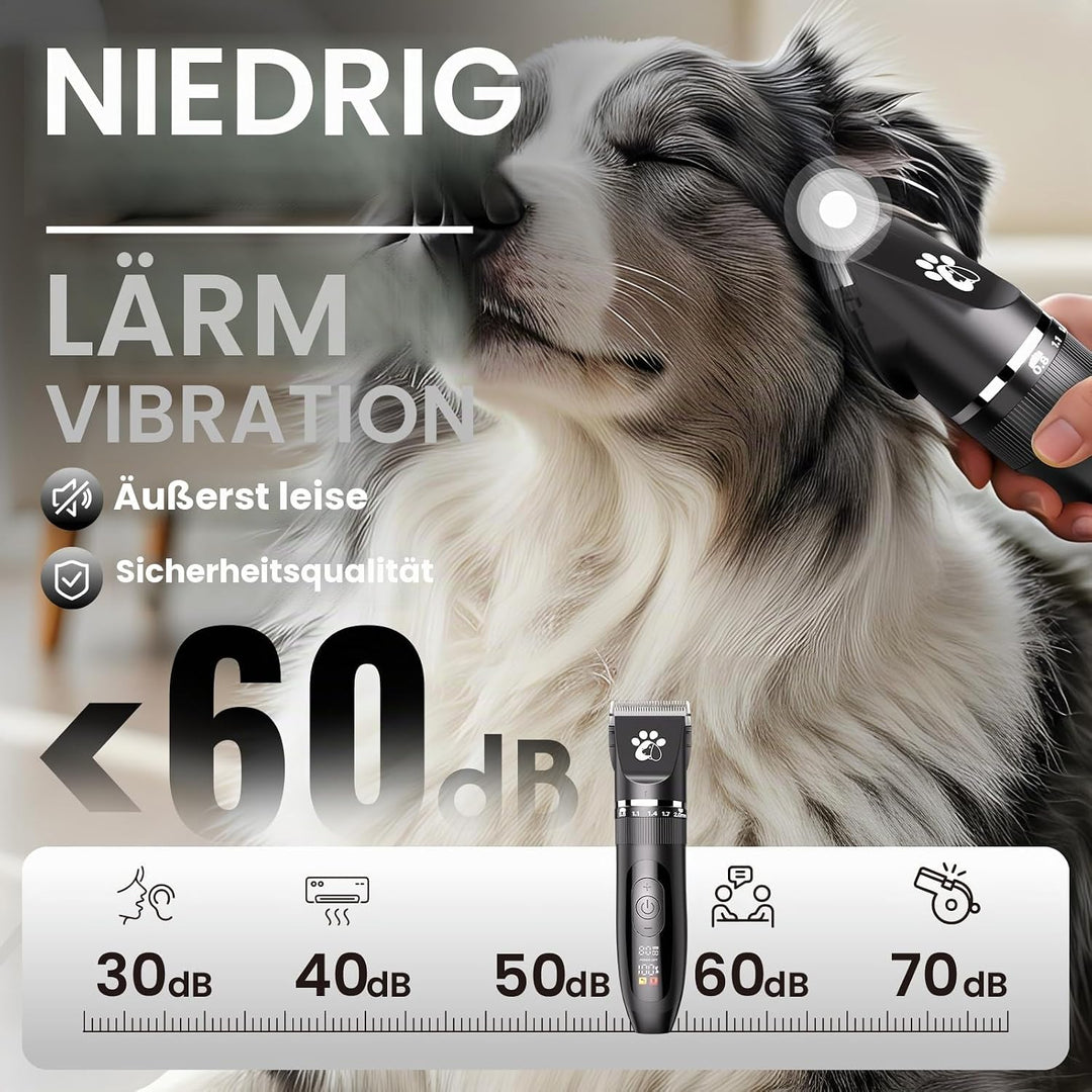 Hundeschermaschine für die Fellpflege, 3 Geschwindigkeiten, geräuscharm, schnurlos, Haustierpflegese