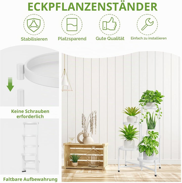 iDavosic.ly Pflanzenständer Metall Gross mit 5 Etagen, Blumenständer Pflanzenregal Blumenregal Indoo
