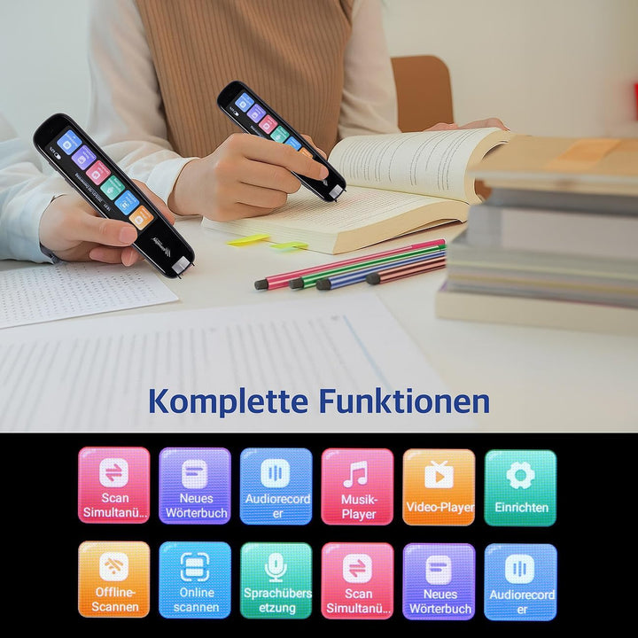 simvalley MOBILE Übersetzerstift: Übersetzer-Stift, 142 Online-Sprachen, Scan-Funktion, Touch-Displa