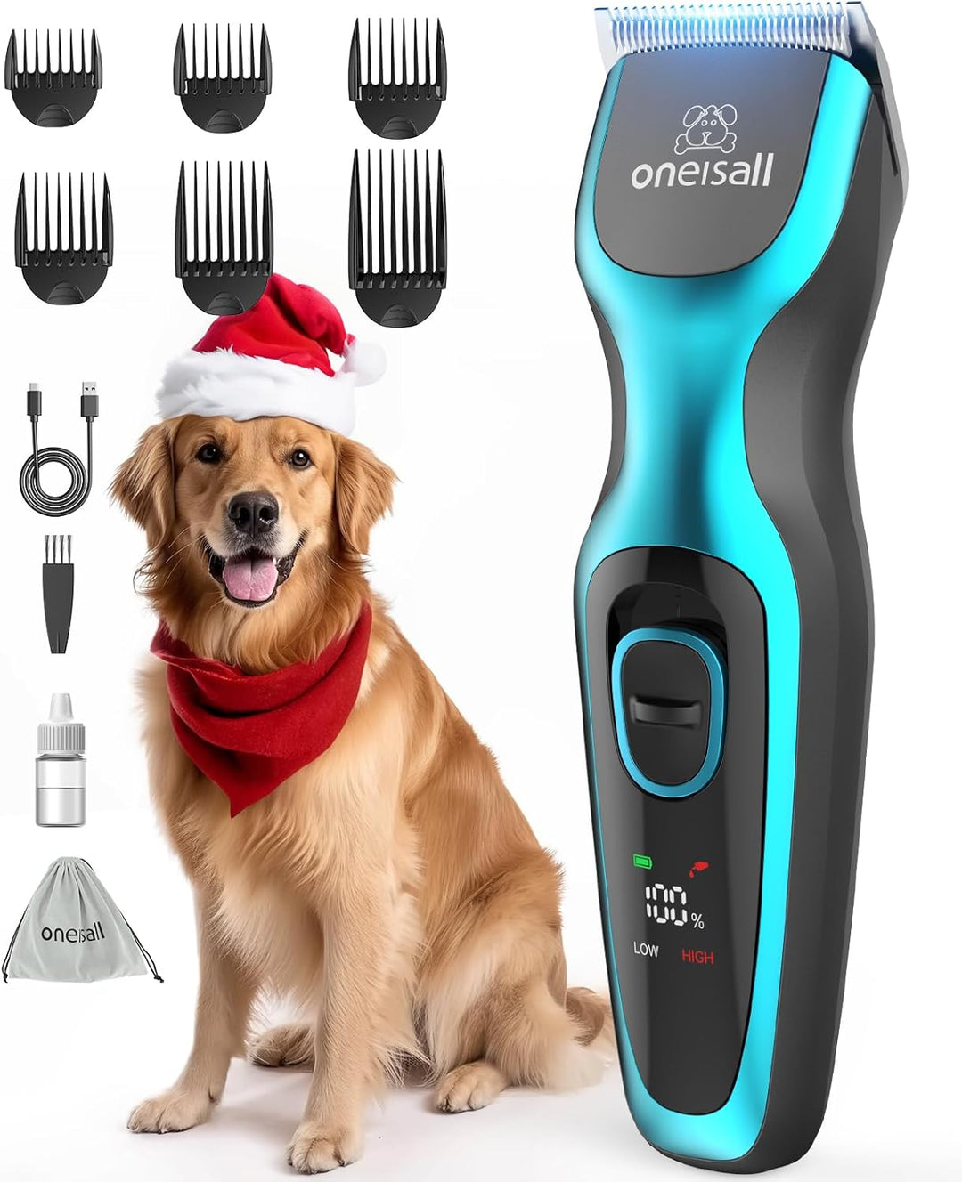 oneisall Leise Hundeschermaschine, Profi Schermaschine Hund Katze, Elektrische Tierhaarschneidemasch
