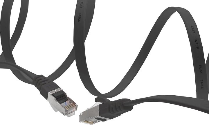 1aTTack.de 10m - schwarz - 5 Stück Cat7 Flachkabel Netzwerkkabel Cat 7 Rohkabel Gigabit Lan (10Gbit/
