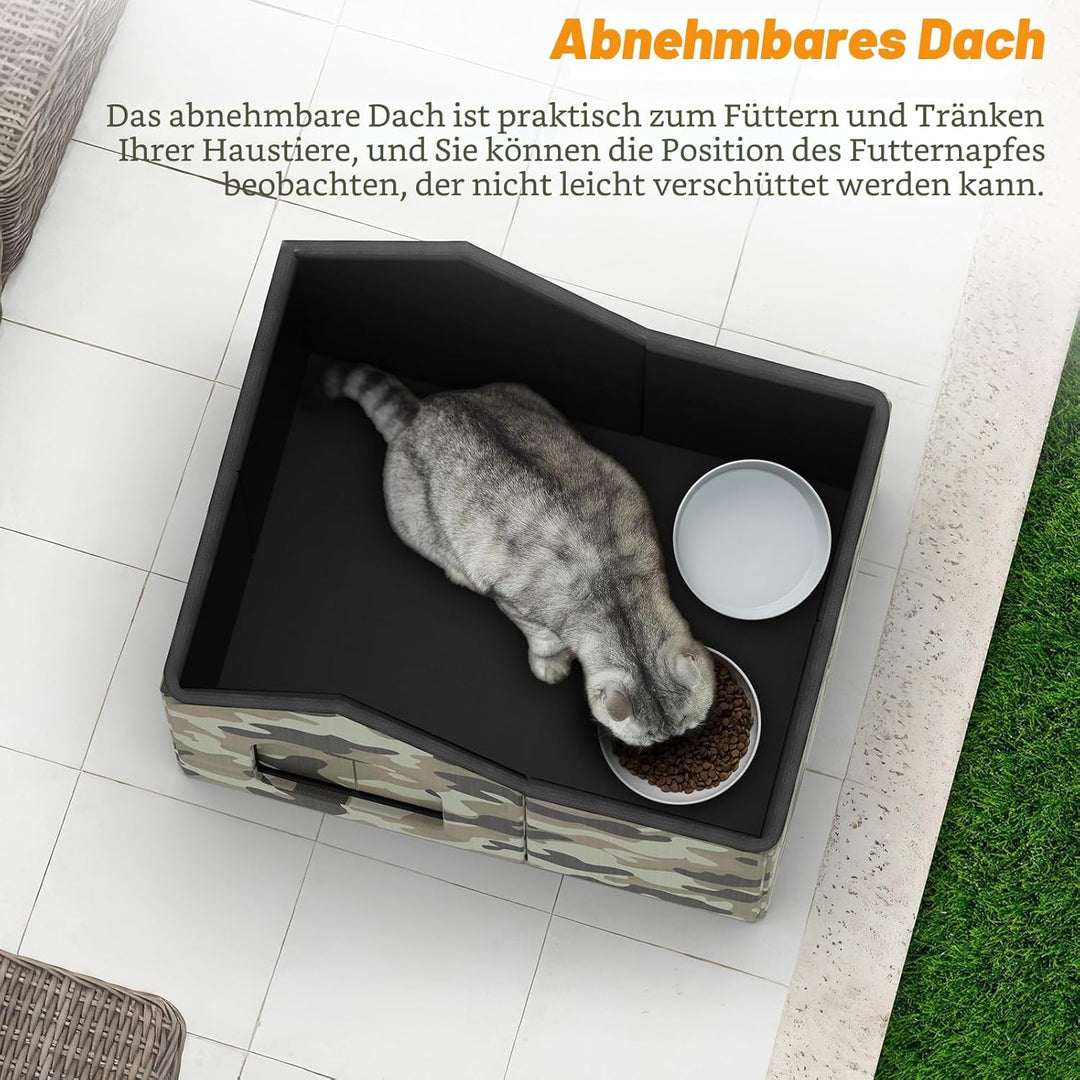 Katzenhaus Für Draussen Winterfest, Haus für verwilderte Katzen mit abnehmbaren Kissen, Winterschutz