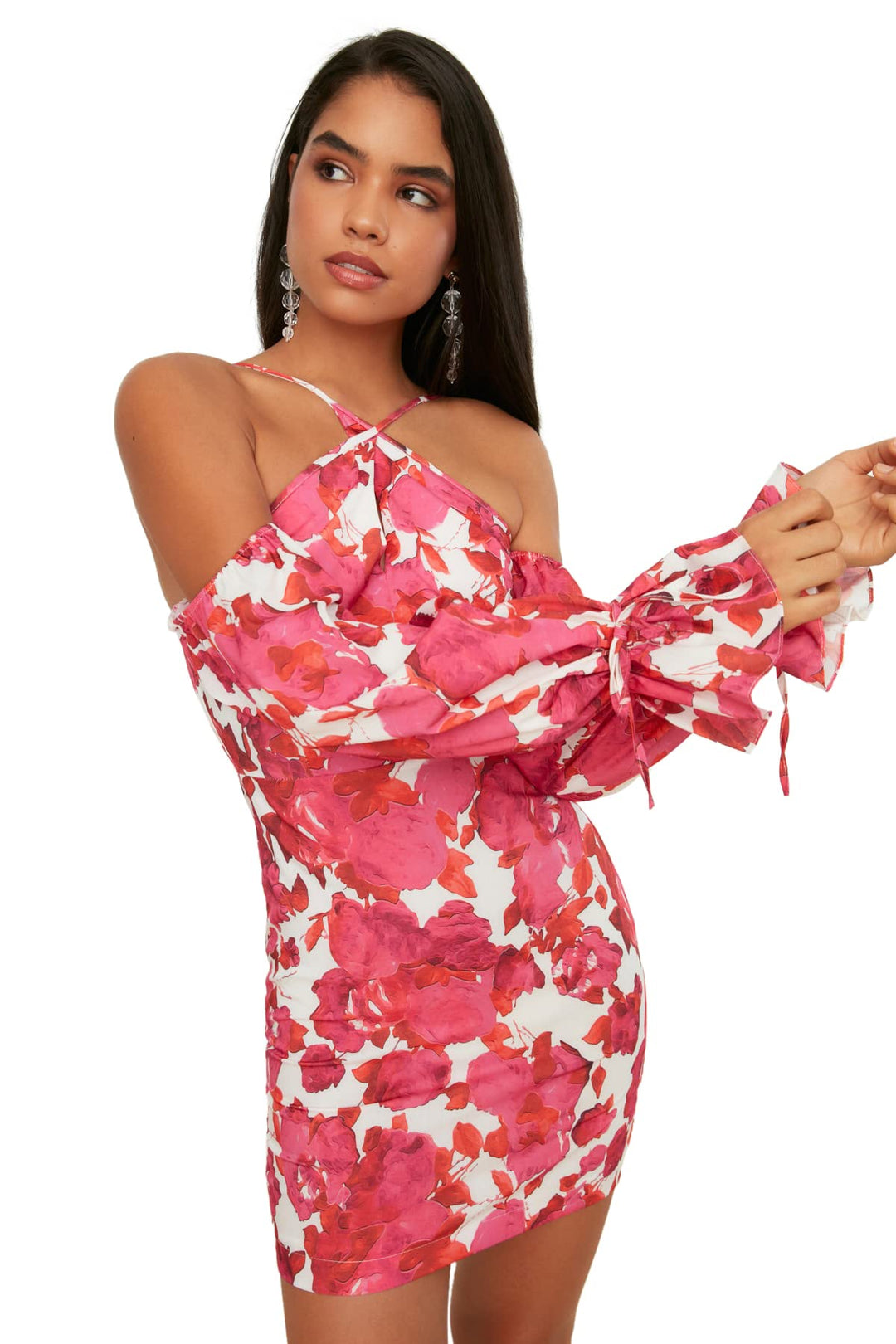 TRENDYOL Damen Kragen Detailliertes Popelin-Kleid Dress, 36