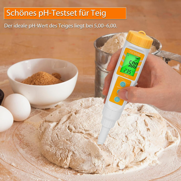 YINMIK pH Messgerät für Lebensmittel und Wasser, Präzises Digitales pH Meter für Fleisch, Käse, Saue