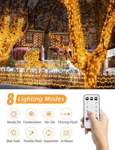 GYLEFY Lichterkette Aussen 100M Weihnachtslichterkette 800LED mit Fernbedienung,Wasserdichte LED Lic