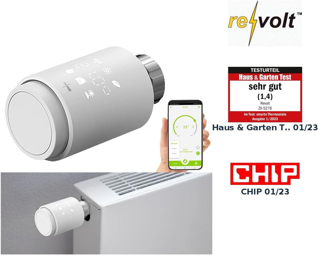 revolt Heizkörperthermostat: Programmierbares Heizkörper-Thermostat mit Bluetooth, App, LED-Display