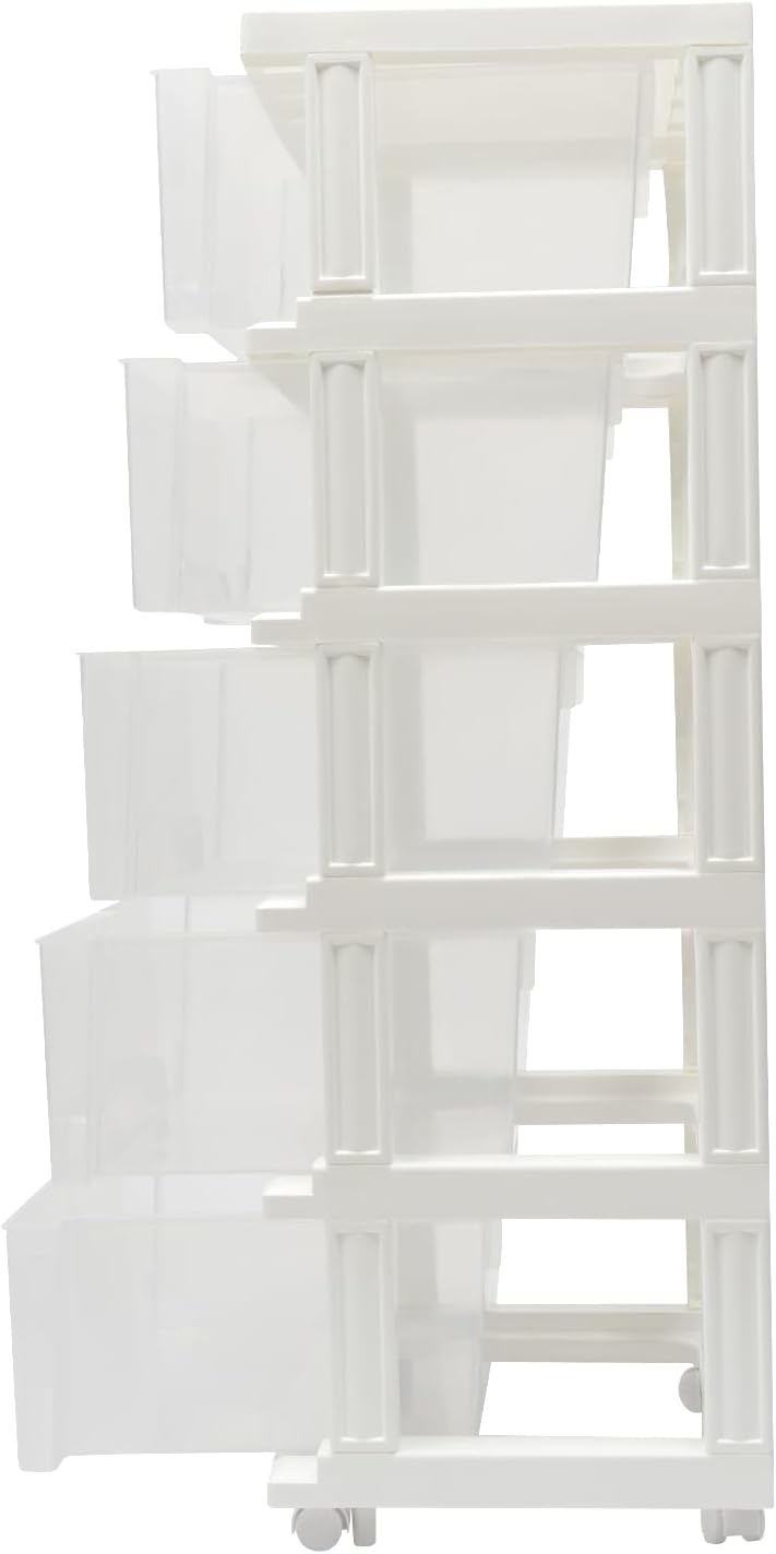 Schubladenturm 5 Schubladen, Schubladenschrank PP Kunststoff Mit Rädern, Schubladenregal Rollcontain