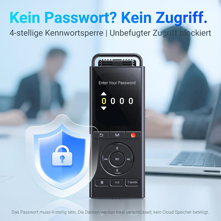 MECHEN 144GB Diktiergerät Digital, Sprachaktiviertes Aufnahmegerät mit 10,000 h Aufnahmezeit, 3072Kb