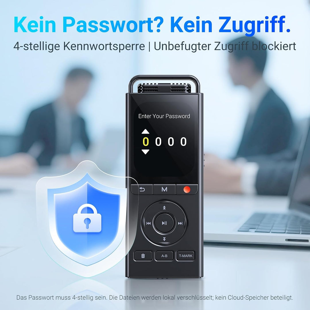 MECHEN 144GB Digitales Diktiergerät, 3072Kbps Voice Recorder Typ C | 10.000 h Aufnahmezeit, Sofort-A