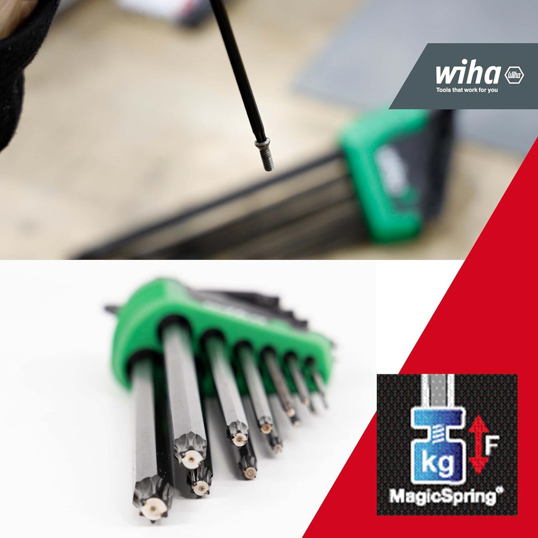 Wiha Stiftschlüssel Set 13-tlg. im ErgoStar Halter TORX I MagicSpring I T5-T45 I schwarzoxidiert I W